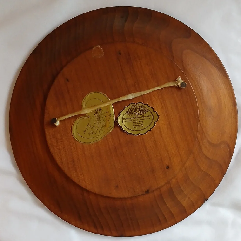 Vintage German Hand-painted Floral Wooden Plate